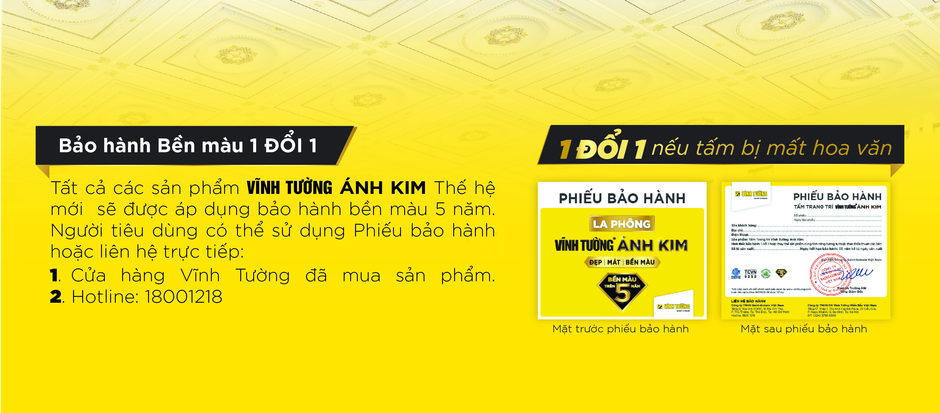 Bảo hành la phông vĩnh tường ánh kim