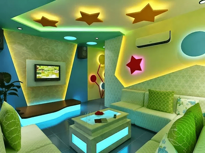 Mẫu trần thạch cao phòng karaoke hình ngôi sao độc đáo